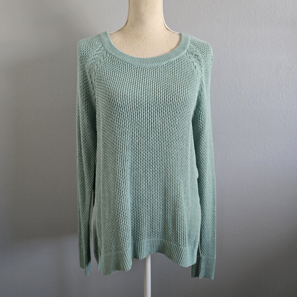 LOFT Light Green Crew Neck Sweater